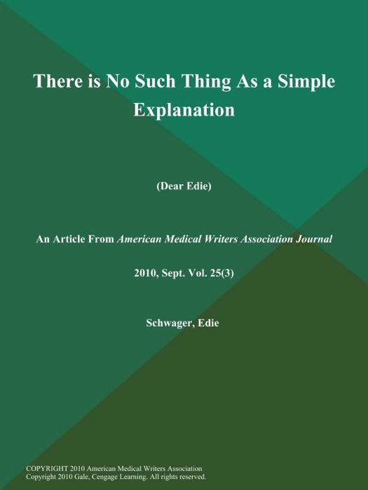 There is No Such Thing As a Simple Explanation (Dear Edie)