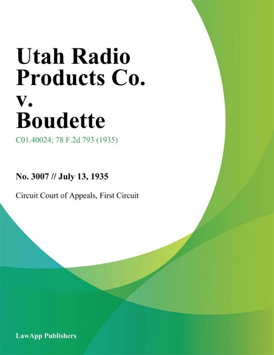 Utah Radio Products Co. v. Boudette