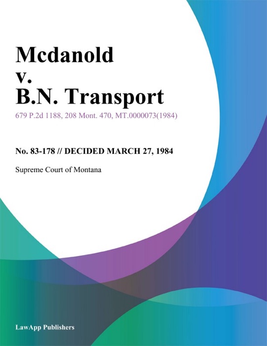Mcdanold v. B.N. Transport