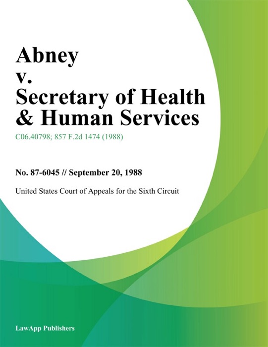 Abney V. Secretary Of Health & Human Services