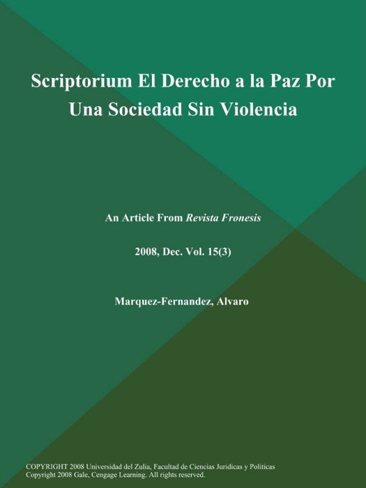 Scriptorium El Derecho a la Paz Por Una Sociedad Sin Violencia