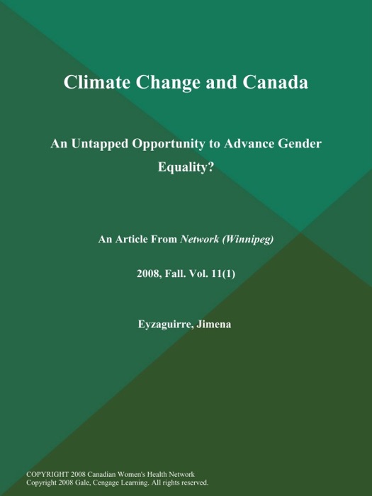 Climate Change and Canada: An Untapped Opportunity to Advance Gender Equality?