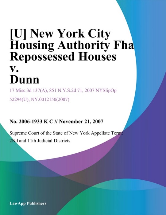 New York City Housing Authority Fha Repossessed Houses v. Dunn