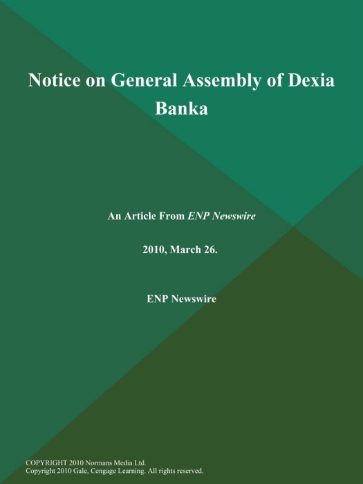 Notice on General Assembly of Dexia Banka