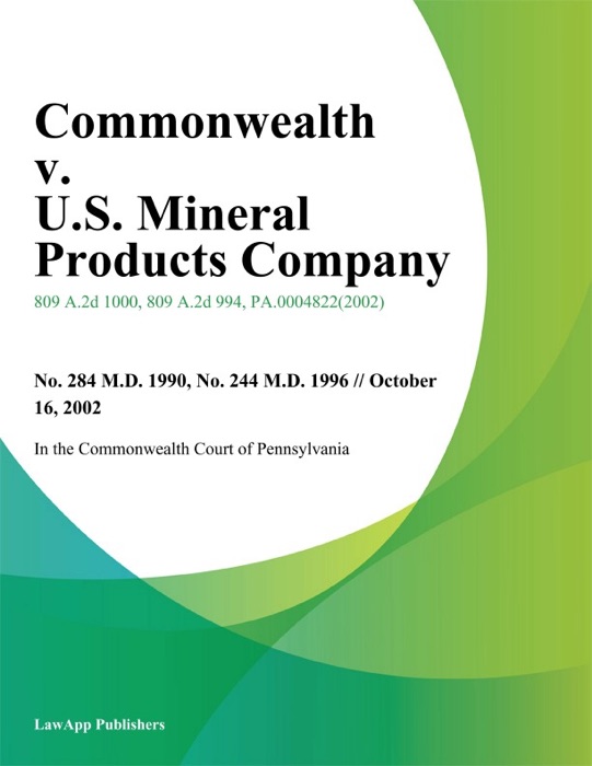 Commonwealth v. U.S. Mineral Products Company