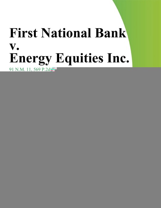 First National Bank V. Energy Equities Inc.