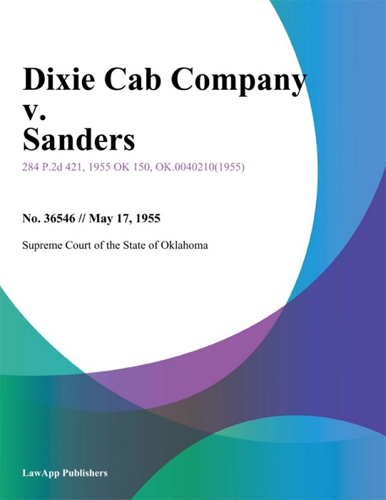 Dixie Cab Company v. Sanders