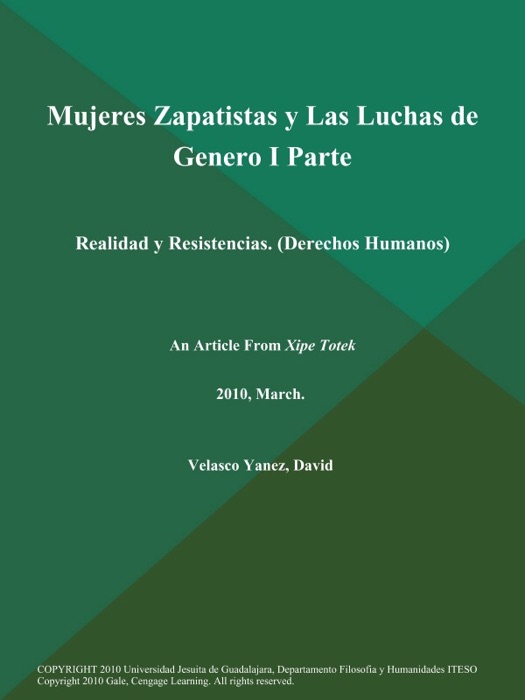 Mujeres Zapatistas y Las Luchas de Genero I Parte: Realidad y Resistencias (Derechos Humanos)
