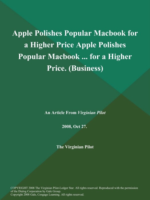 Apple Polishes Popular Macbook for a Higher Price Apple Polishes Popular Macbook ... for a Higher Price (Business)