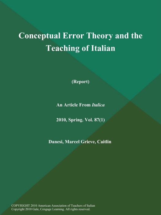 Conceptual Error Theory and the Teaching of Italian (Report)