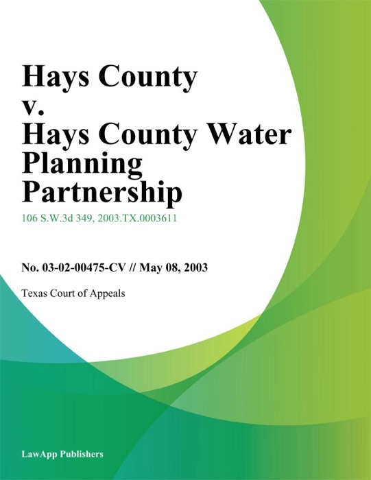 Hays County V. Hays County Water Planning Partnership