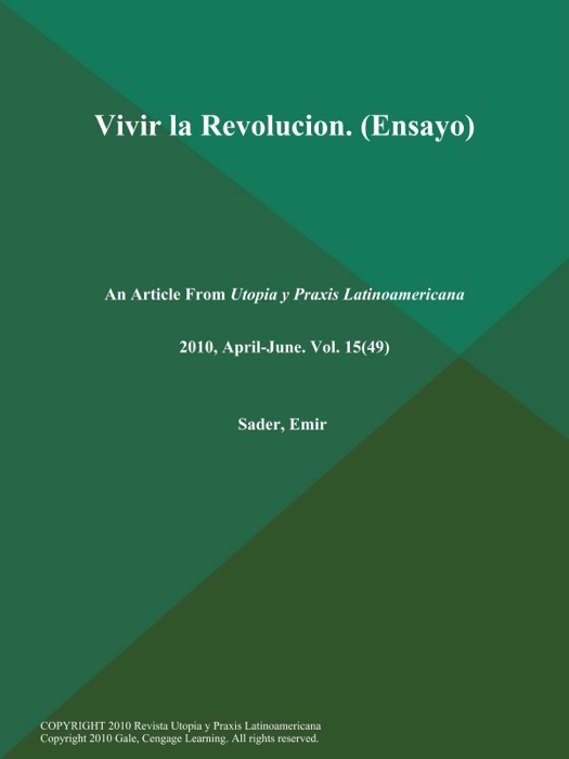 Vivir la Revolucion (Ensayo)