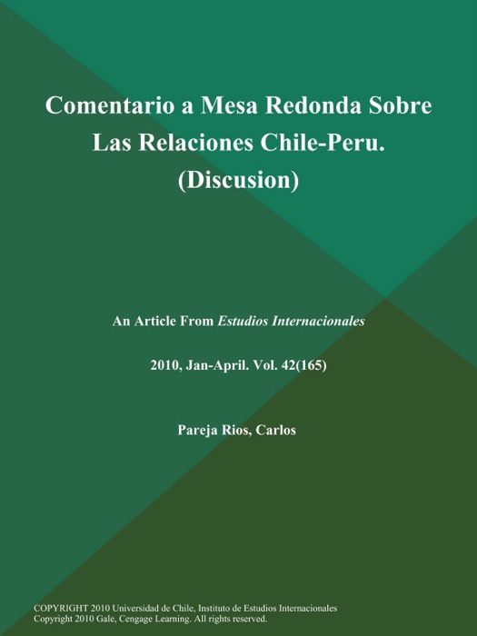 Comentario a Mesa Redonda Sobre Las Relaciones Chile-Peru (Discusion)