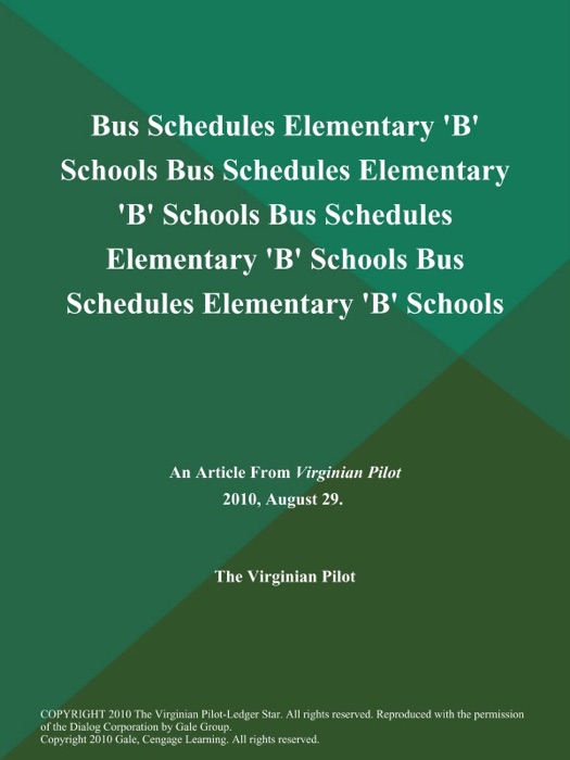 Bus Schedules Elementary 'B' Schools Bus Schedules Elementary 'B' Schools Bus Schedules Elementary 'B' Schools Bus Schedules Elementary 'B' Schools