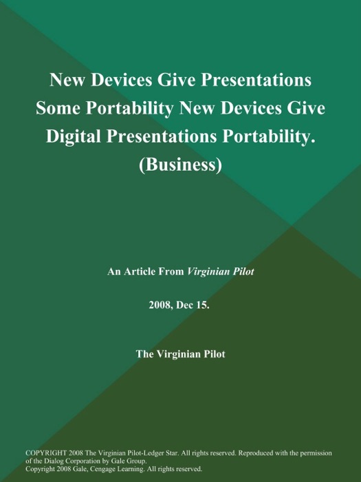 New Devices Give Presentations Some Portability New Devices Give Digital Presentations Portability (Business)