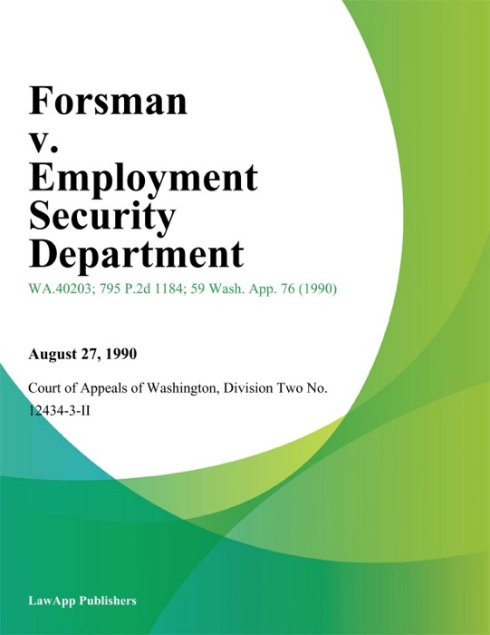 Forsman V. Employment Security Department