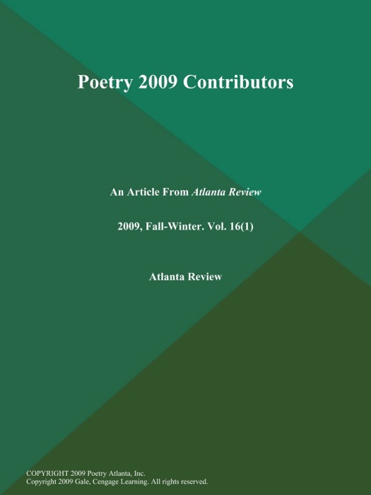 Poetry 2009 Contributors