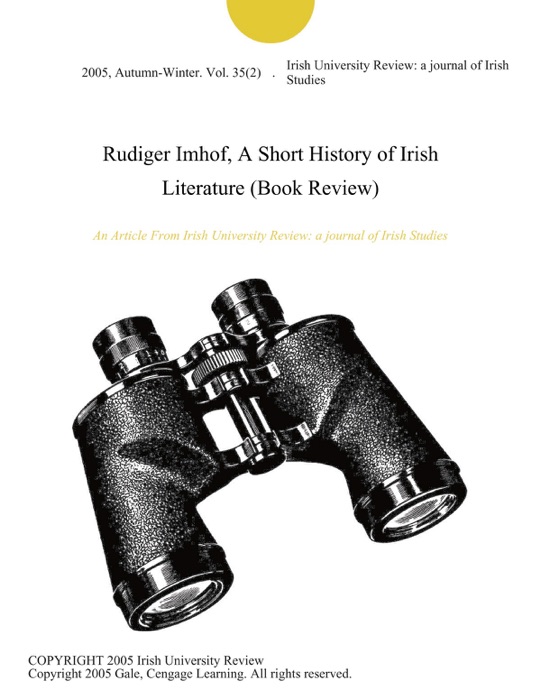 Rudiger Imhof, A Short History of Irish Literature (Book Review)