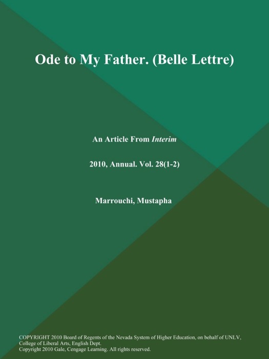 Ode to My Father (Belle Lettre)