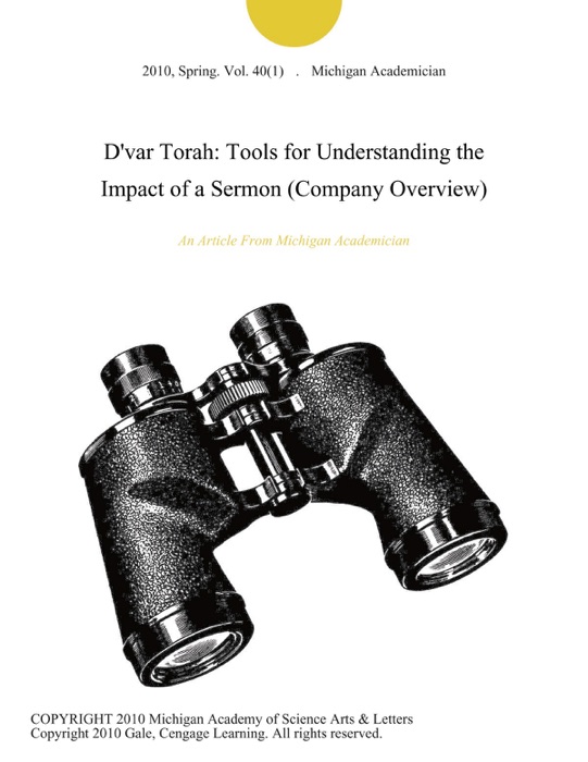 D'var Torah: Tools for Understanding the Impact of a Sermon (Company Overview)