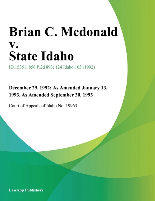 Brian C. Mcdonald v. State Idaho