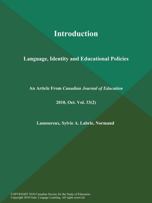 Introduction: Language, Identity and Educational Policies