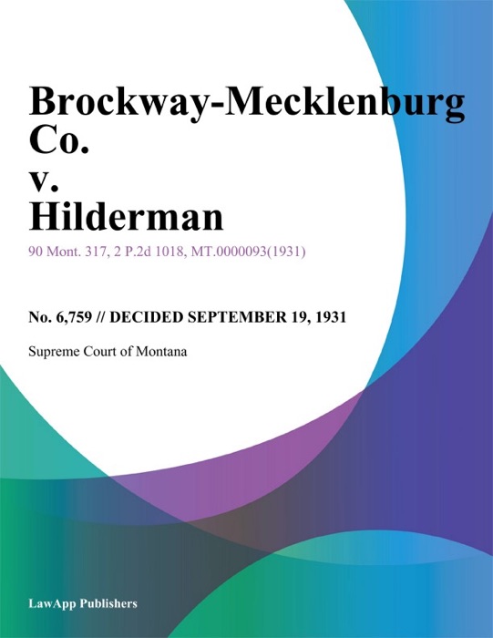 Brockway-Mecklenburg Co. v. Hilderman