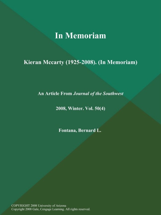 In Memoriam: Kieran Mccarty (1925-2008) (In Memoriam)