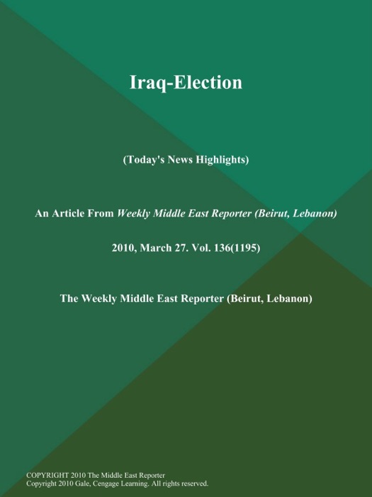 Iraq-Election (Today's News Highlights)