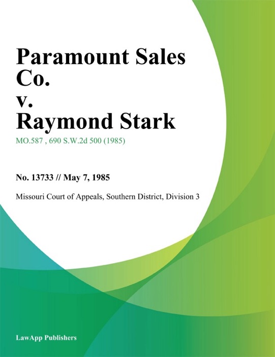 Paramount Sales Co. v. Raymond Stark