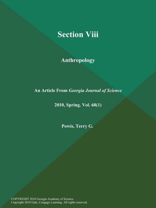 Section Viii: Anthropology