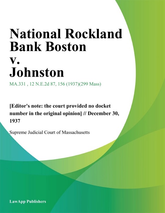 National Rockland Bank Boston v. Johnston