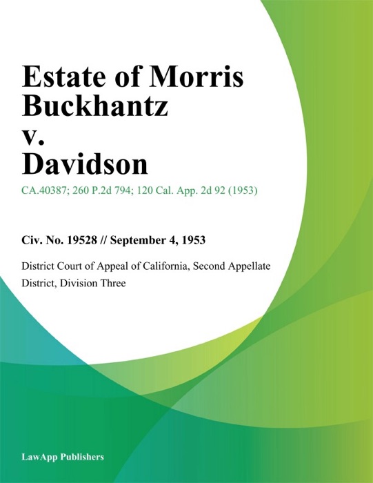 Estate of Morris Buckhantz v. Davidson