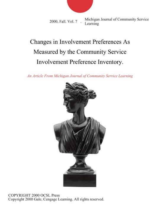 Changes in Involvement Preferences As Measured by the Community Service Involvement Preference Inventory.
