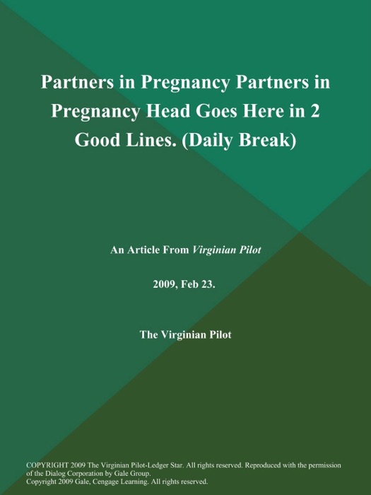 Partners in Pregnancy Partners in Pregnancy Head Goes Here in 2 Good Lines (Daily Break)