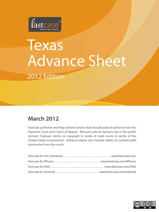 Texas Advance Sheet March 2012