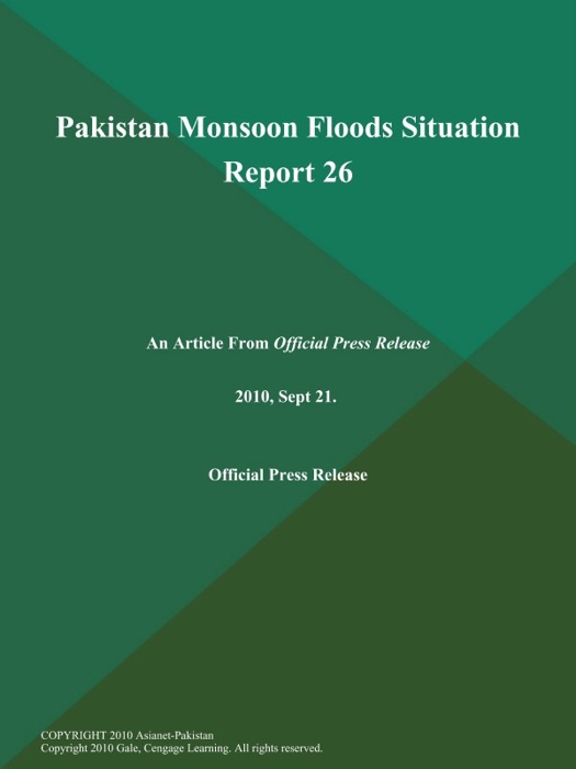 Pakistan Monsoon Floods Situation Report 26