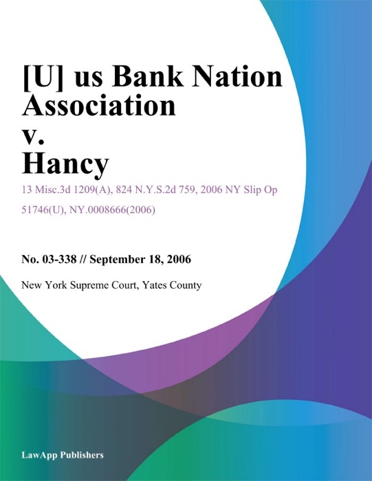 Us Bank Nation Association v. Hancy