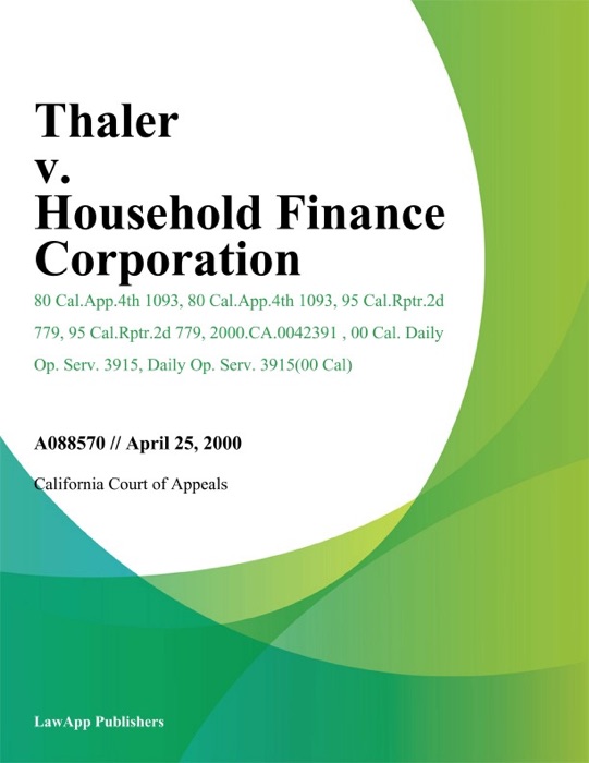 Thaler v. Household Finance Corporation