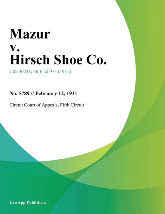 Mazur v. Hirsch Shoe Co.