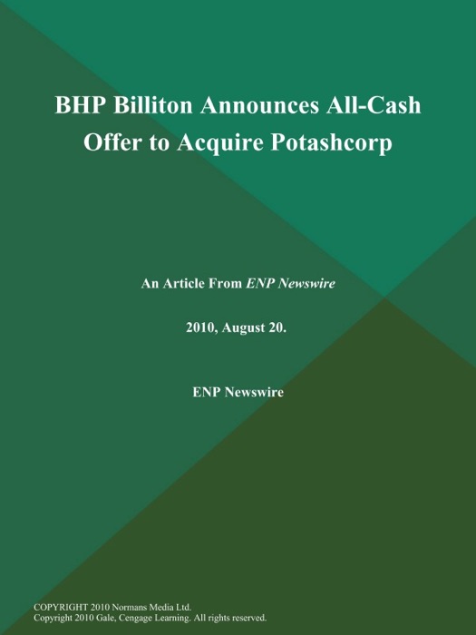 BHP Billiton Announces All-Cash Offer to Acquire Potashcorp