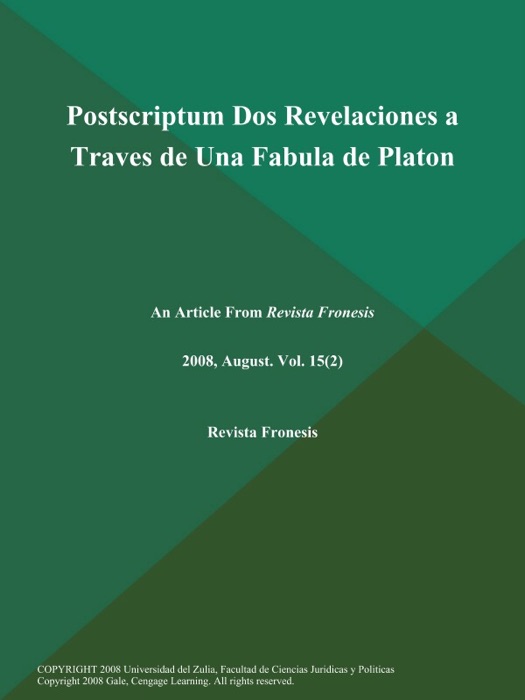 Postscriptum Dos Revelaciones a Traves de Una Fabula de Platon