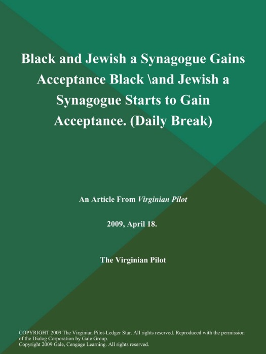 Black and Jewish a Synagogue Gains Acceptance Black \and Jewish a Synagogue Starts to Gain Acceptance (Daily Break)