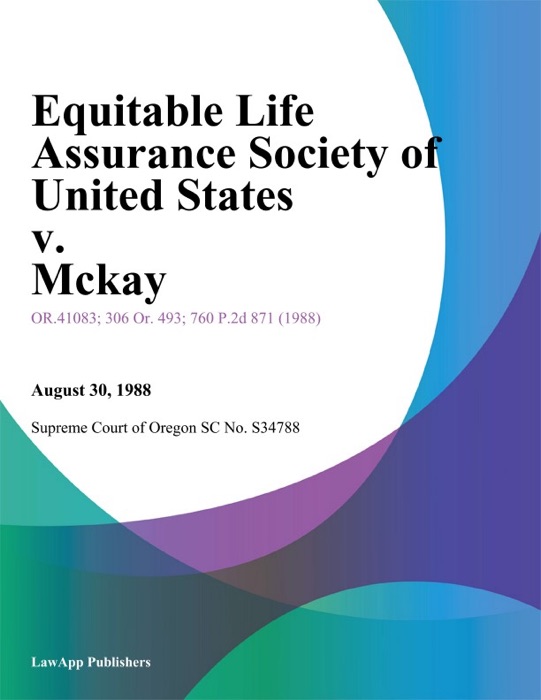 Equitable Life Assurance Society of United States v. Mckay