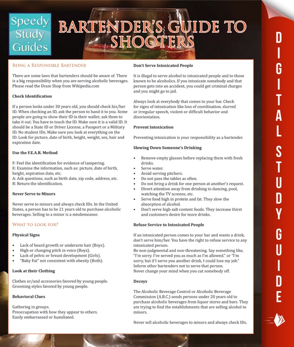 Bartender's Guide To Shooters (Speedy Study Guides)