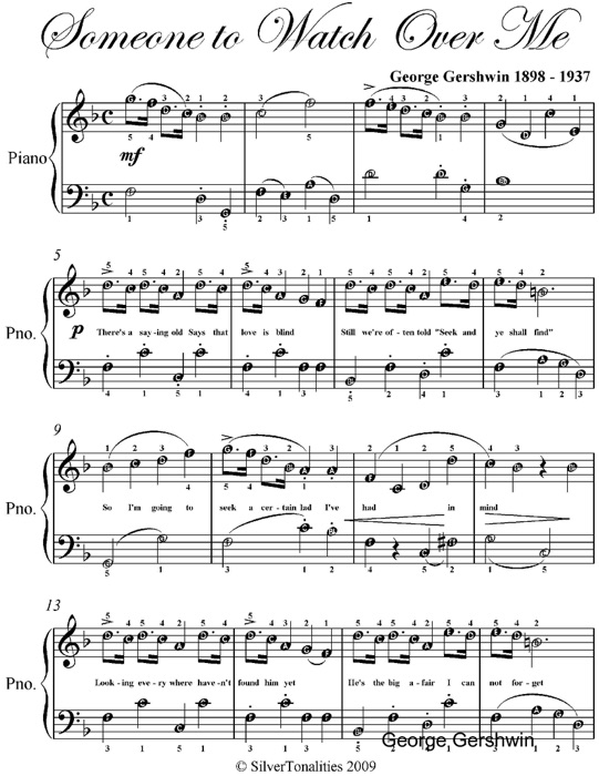 Someone to Watch Over Me Easy Piano Sheet Music