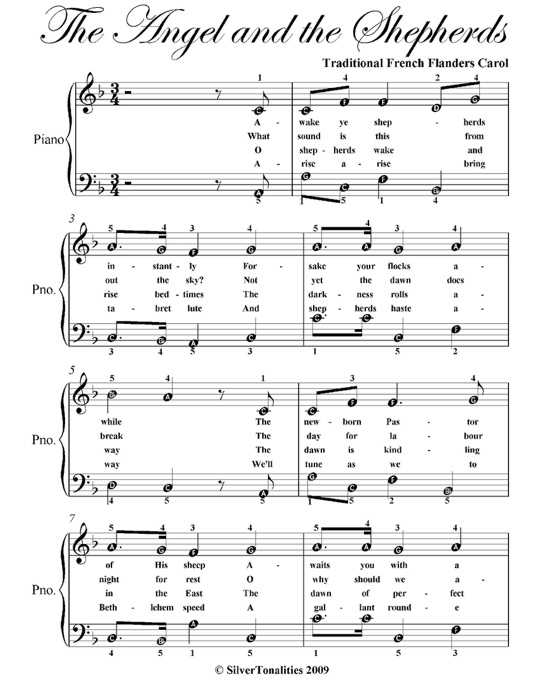 Angel and the Shepherds Easy Piano Sheet Music