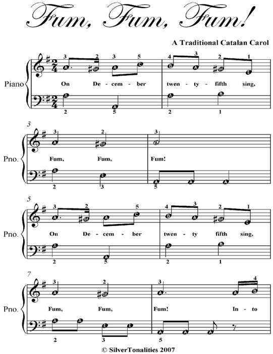 Fum Fum Fum Easiest Piano Sheet Music