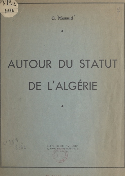 Autour du statut de l'Algérie