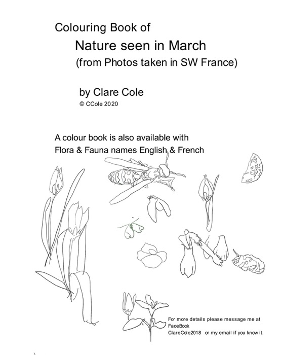 Colouring Book: Nature in March (in SW France) from my photos